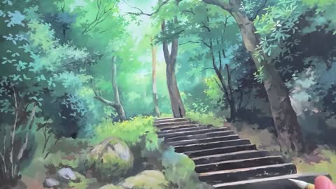 Let's draw the summer forest with a brush