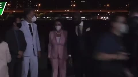 Nancy Pelosi is welcomed and greeted by the Taiwan’s leaders on arrival at Taipei airport