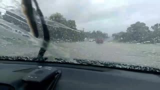 Driving through floodwaters