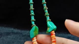 Natural Orange Spiny Oyster Shell Turquoise Handmade Necklace 20240118-04-08