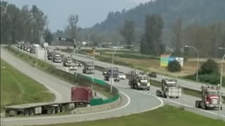 200 Truck Convoy Makes Itself Heard In Support Of British Columbia Logging