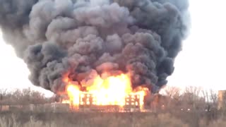 Spectacular fire rages out of control