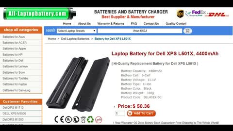Laptop Battery for Dell XPS L501X