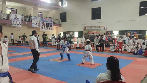 Final round karate kumite fight