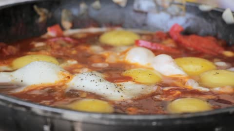 Healthy Food Cooking Egg, Indian Shakshuka Meal