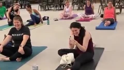 stealing the show at his mom’s yoga class 🙈🧘 Not sure what to call this move, but we are here for it