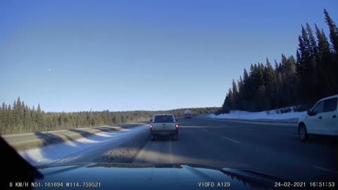 Truck Does Accidental 360 on Icy Highway
