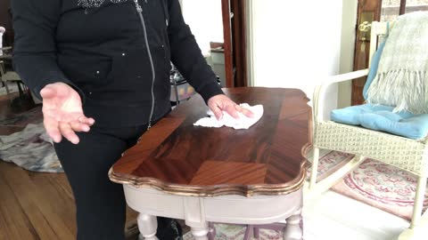 Vintage Side Table with Inlay Top Refinished