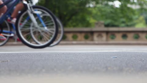 Bikers and Carriages Driving on Street