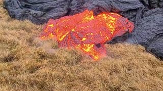 Lava Oozes Out of Volcano in Iceland