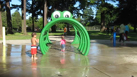 toddler getting wet