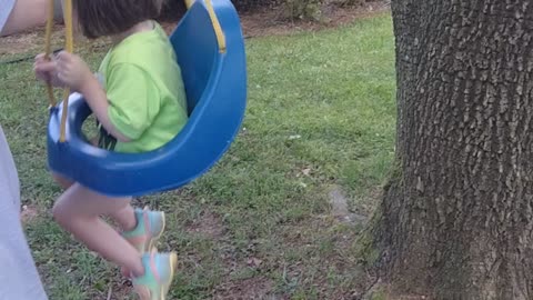 Toddler loved new swing