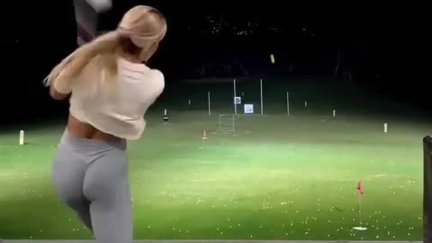 Sexy hot girl play golf