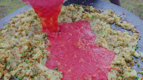 Pav bhaji | mumbai special street food recipe cooking in village | butter pav bhaji recipe