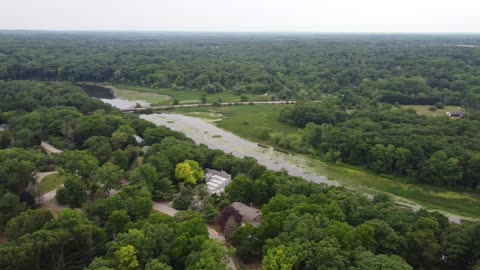 Huron River in Michigan from a Drone