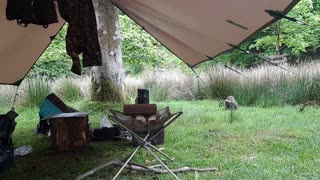 Mini vlog under tarp. Riverside wildcamping
