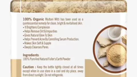 Organic 100% Pure Multani Mitti Powder (Fuller's Earth) (400gm)