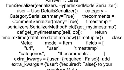 Django Rest Framework error quotuserquotquotThis field is requiredquot