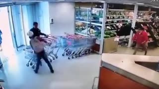 Employee takes out a shoplifter with a Coke bottle. This is the greatest thing you’ll see today