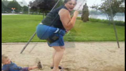 Swinging Mom's Butt Takes Out Little Boy At The Park