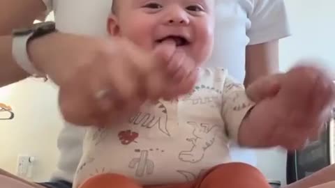 Cute baby expression like exercise