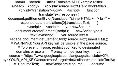 Example for Google Translate API