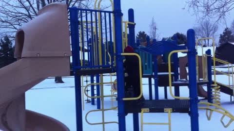 Carson Playing, Climbing and Jumping at the Playground
