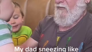 Dad Making Donald Duck Sneezing Noises Pleases Baby