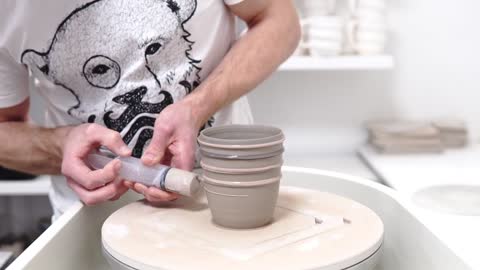 Applying Magma Slip to a Drippy Slippy Tumbler - Satisfying Pottery ASMR