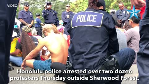 Police arrest dozens of protesters at Sherwood Forest construction site in Waimanalo