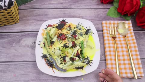 Stop Motion Cooking Make Beetle Mukbang Salad From Watermelon ASMR Cooking