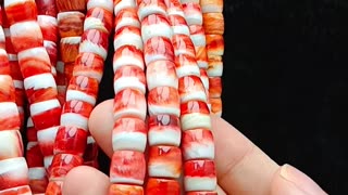 Red and orange spiny oyster with pink opal Barrel beads size 8mm for Jewelry Making DIY