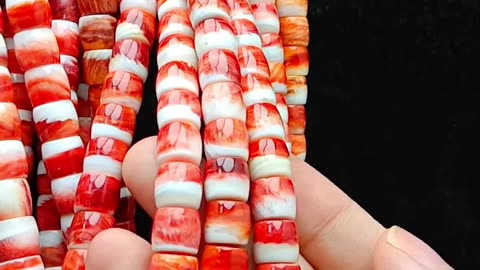 Red and orange spiny oyster with pink opal Barrel beads size 8mm for Jewelry Making DIY