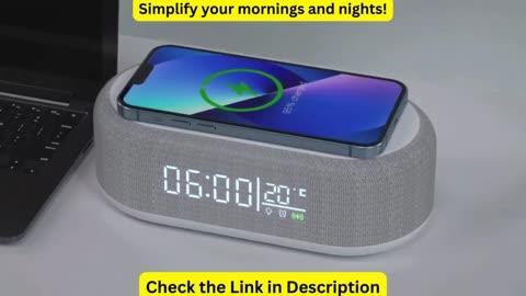 Wireless Charger Alarm Clock Time LED Light Thermometer Earphone Phone Charger 15W Fast Charging