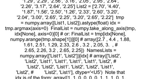 how to merge two lists and get names of lists with the highest value for each index