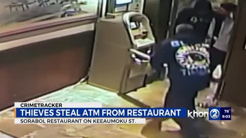 Honolulu police looking for 3 suspects caught on video stealing ATM using an ax, chains