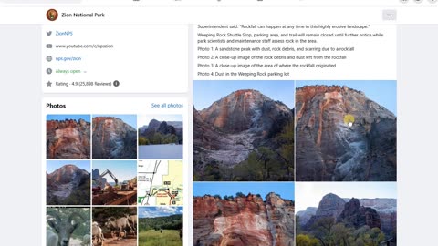 ZION MASSIVE ROCK SLIDE - EARTH'S FACE CHANGES AGAIN, LUCKLY WITH NO INJURIES OR WORSE -