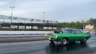 Old School Hemi Cuda Spanks New School Twin Turbo Mustang