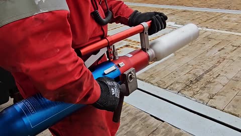 Offshore Worker Fires an Air Cannon