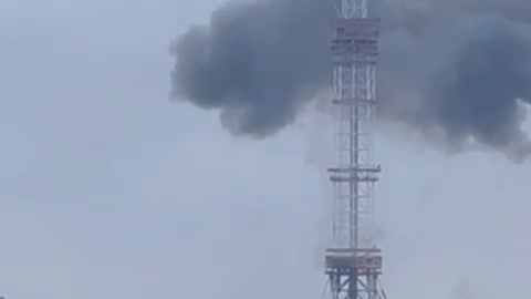 The Russians are trying to destroy Kiev's TV tower. RUSSIA ATTACKS UKRAINE