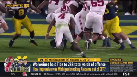 UNDISPUTED Skip Bayless reacts Michigan to play for national title after stop Alabama 27-20 in OT