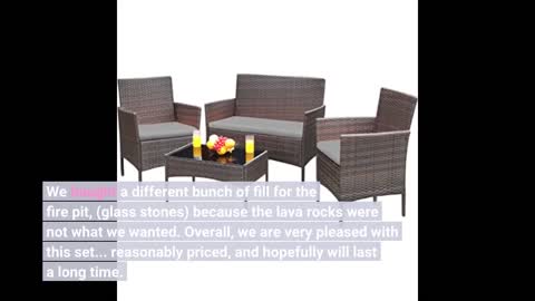 Great Deal Furniture Alameda Outdoor 5 Piece Brown Wicker Swivel Club Chair and Ceramic Grey Water
