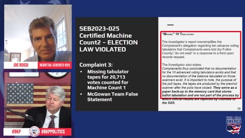 Joe Rossi Rebuttal Complaint #SEB2023-025, Demanding Independent Investigation