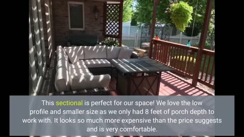 SUSIE'S GARDEN Patio Conversation Sets U Shape Outdoor Modular Furniture 10 Piece Brown Wicker
