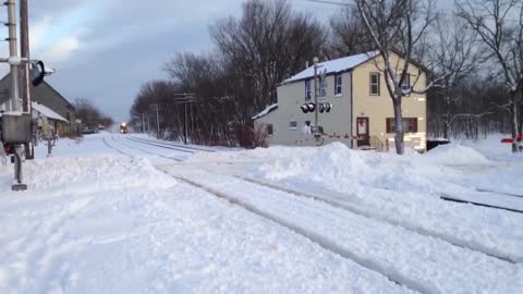 2 trains hit a HUGE snow pile!!!