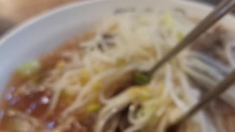 Vietnamese beef rice noodle soup (pho bo) in Korean style