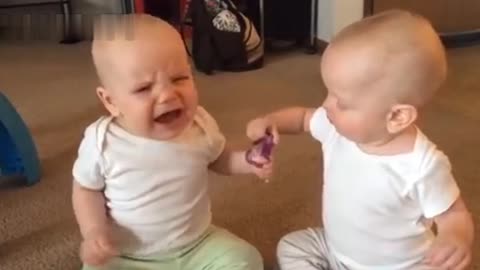Funniest TWIN Baby Girls Fighting Over Pacifier❤️❤️❤️