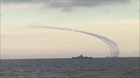 Russian Kalibr Hit Airport Being Launched From Black Sea Water Zone.