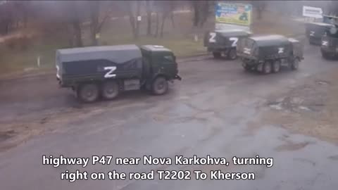 RF Kherson Truck Distributes on P47 Highway Near Nova Kakhovka