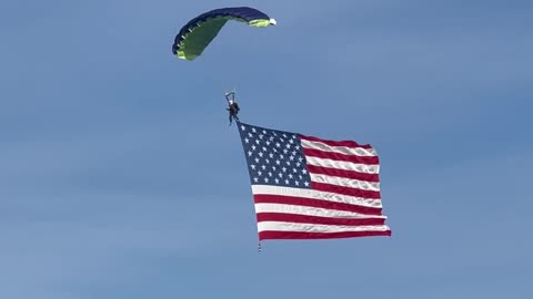 A Sky Diver Displayed Extraordinary Enthusiasm for Freedom this Morning in Hagerstown, Maryland